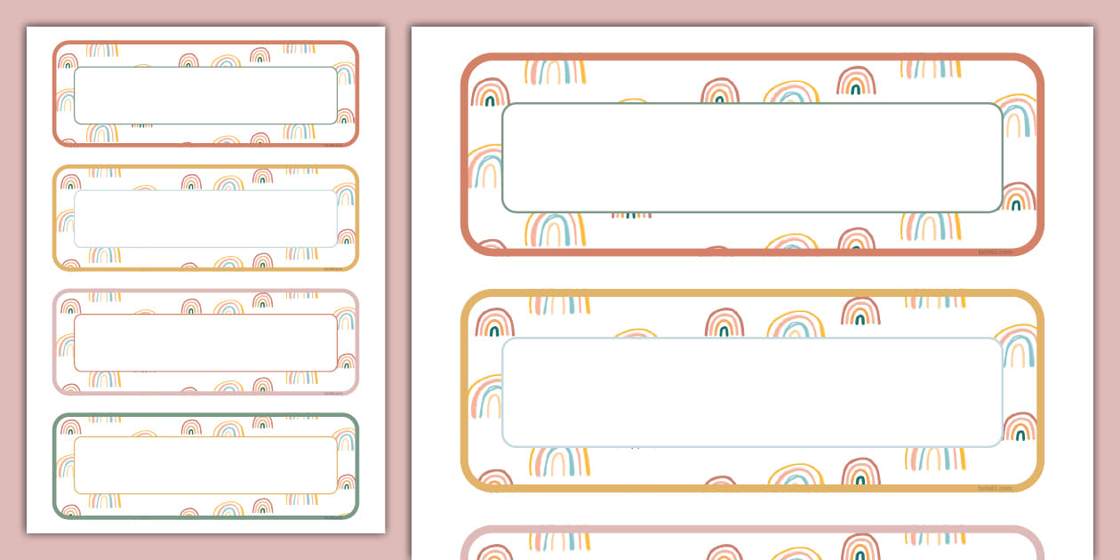 Muted Rainbow Themed Locker Name Tags Twinkl