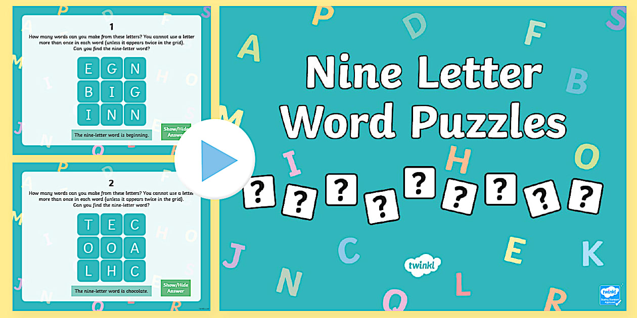 Nine Letter Word Puzzles (teacher made) Twinkl