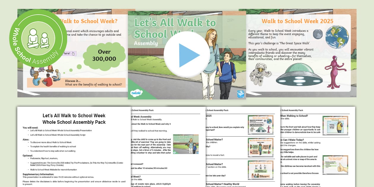 Whole School Let's All Walk to School Week Assembly Pack