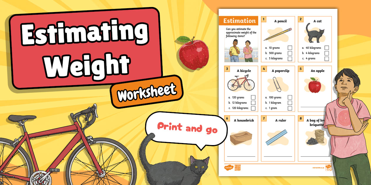 Estimating Weight Worksheet | Twinkl South Africa