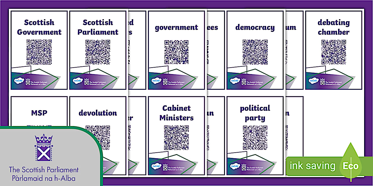 Scottish K Code Code FREE! - Scottish Parliament Vocabulary QR Code Hunter