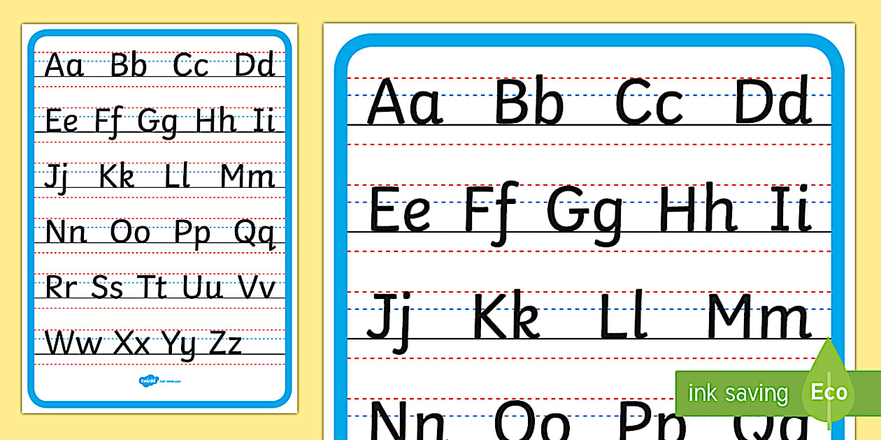 Uppercase and Lowercase Alphabet Letter Chart EYLF