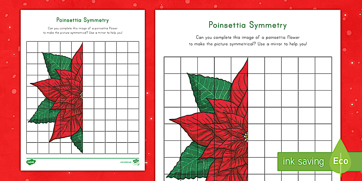 Poinsettia Symmetry Math Worksheet