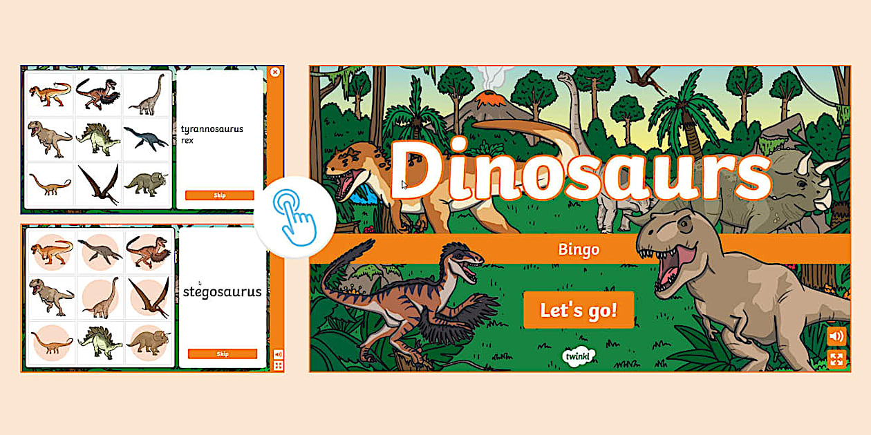 Dinosaurs interactive bingo game teacher made twinkl