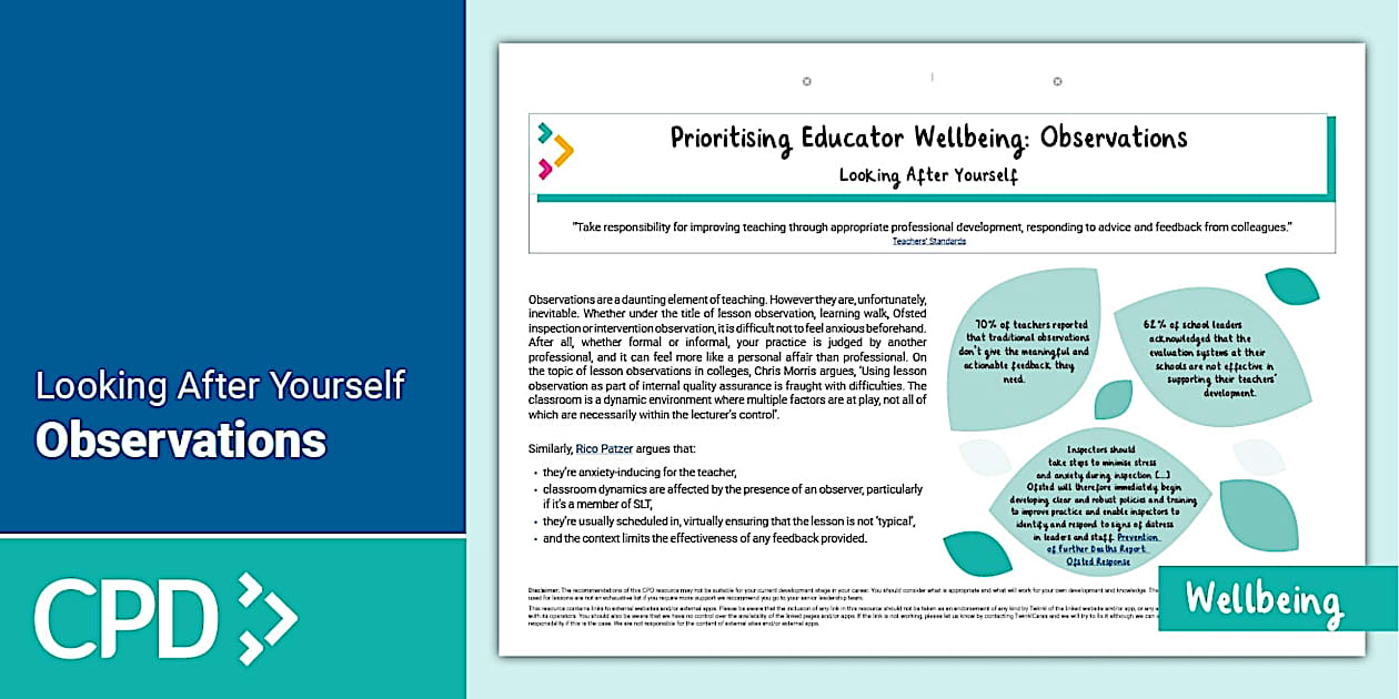 Prioritising Educator Wellbeing: Observations - Twinkl