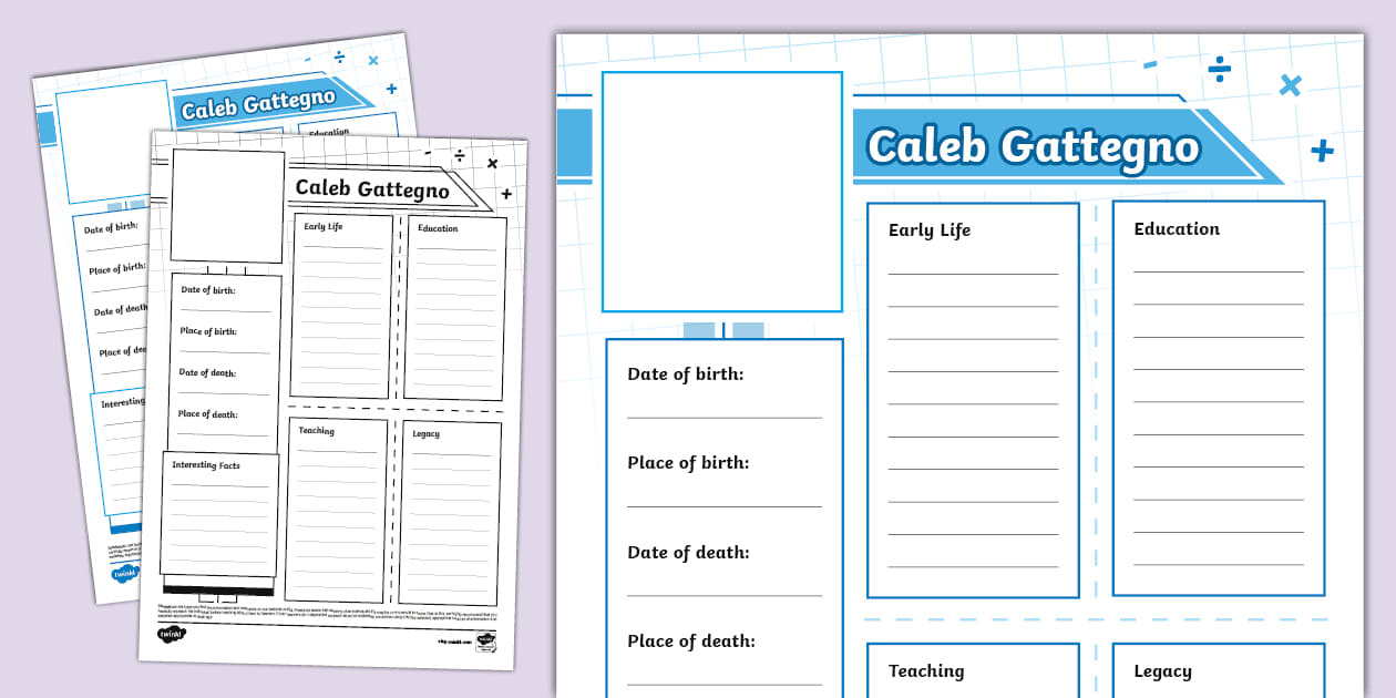 Caleb Gattegno Fact File Template (teacher made) - Twinkl