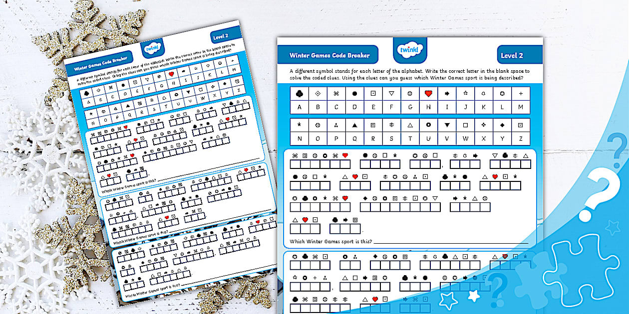 Winter Games Secret Code Breaker - L2 - Twinkl - Puzzles