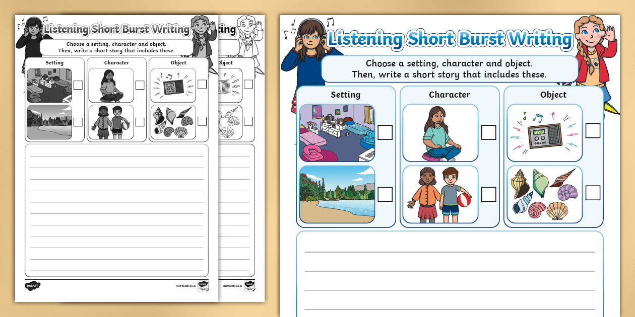 Listening Short Burst Writing Template - Twinkl