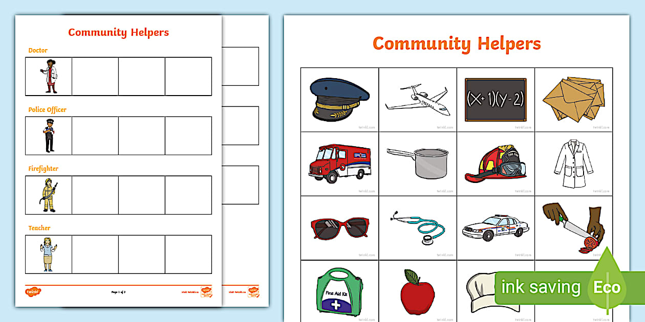 Community Helpers Sorting Cards Activity (teacher made)