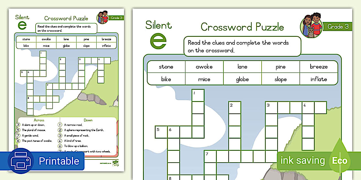 Grade 3 Crossword Silent e