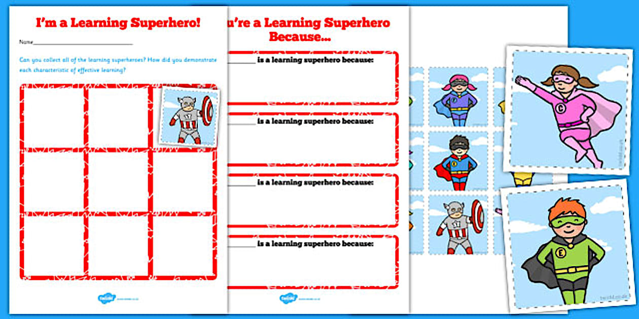 Learning Superheroes Chart With Statements - Twinkl