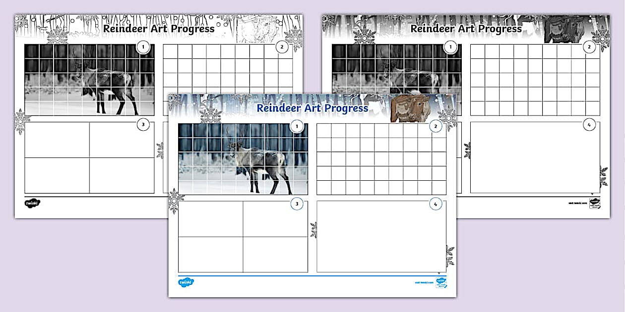 Reindeer Art Progress Template - Twinkl Art