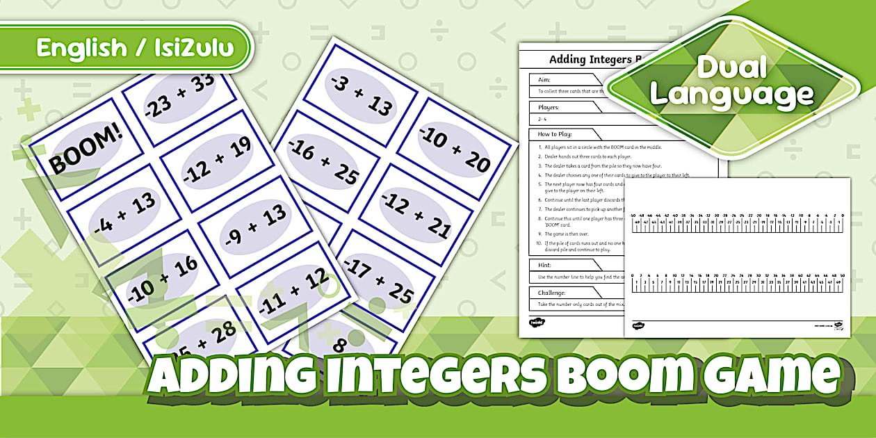 Adding Integers Boom Game