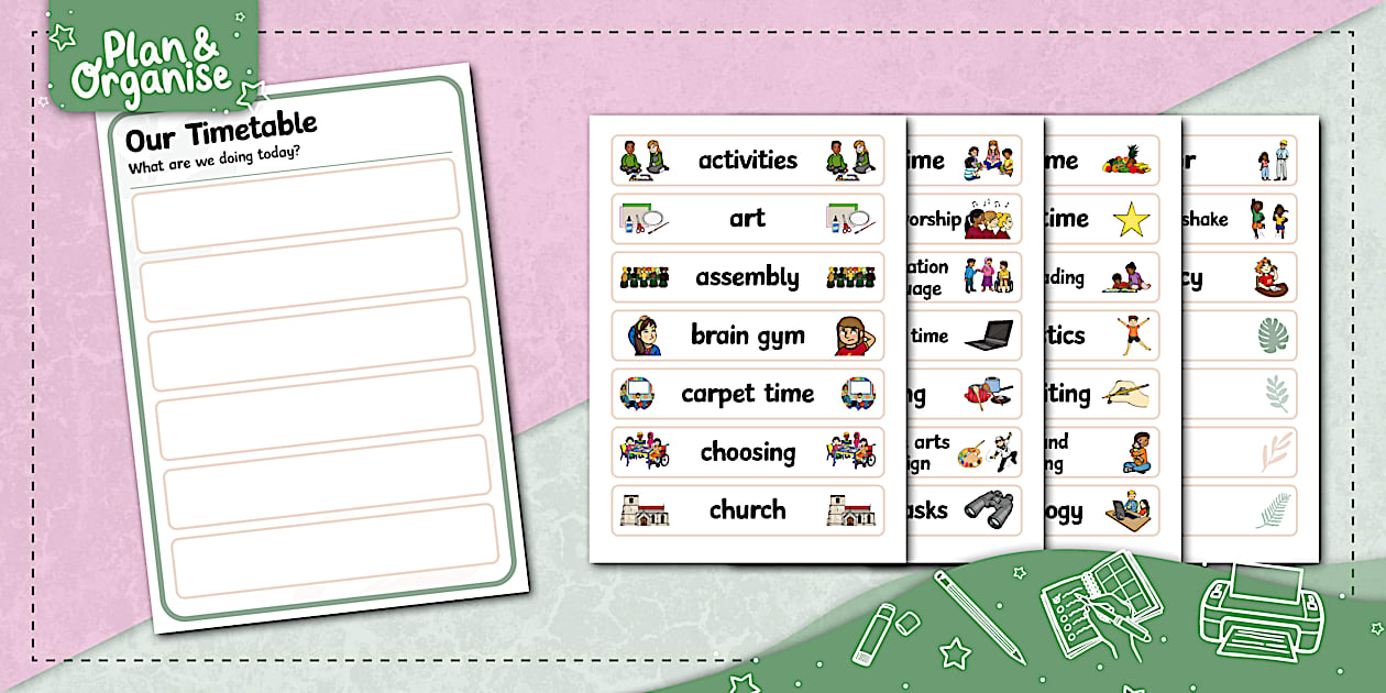 Visual schedule display poster therapeutic classroom botanical