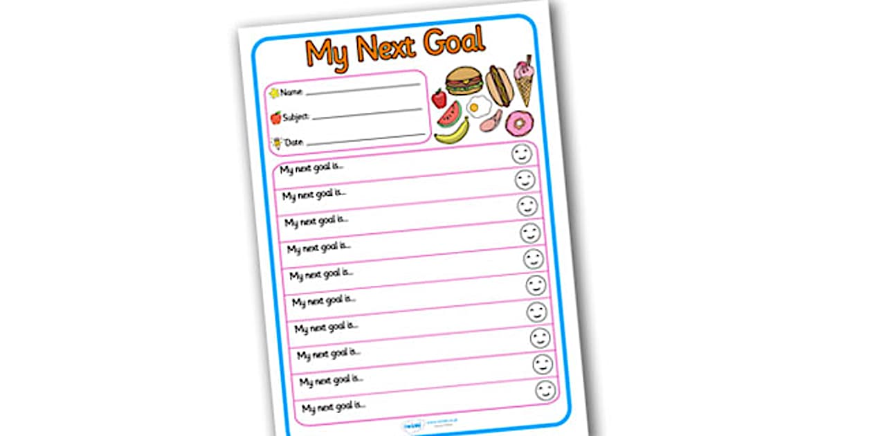 Target Food Template Themed Target and Achievement Sheets Food Themed My Next Goal
