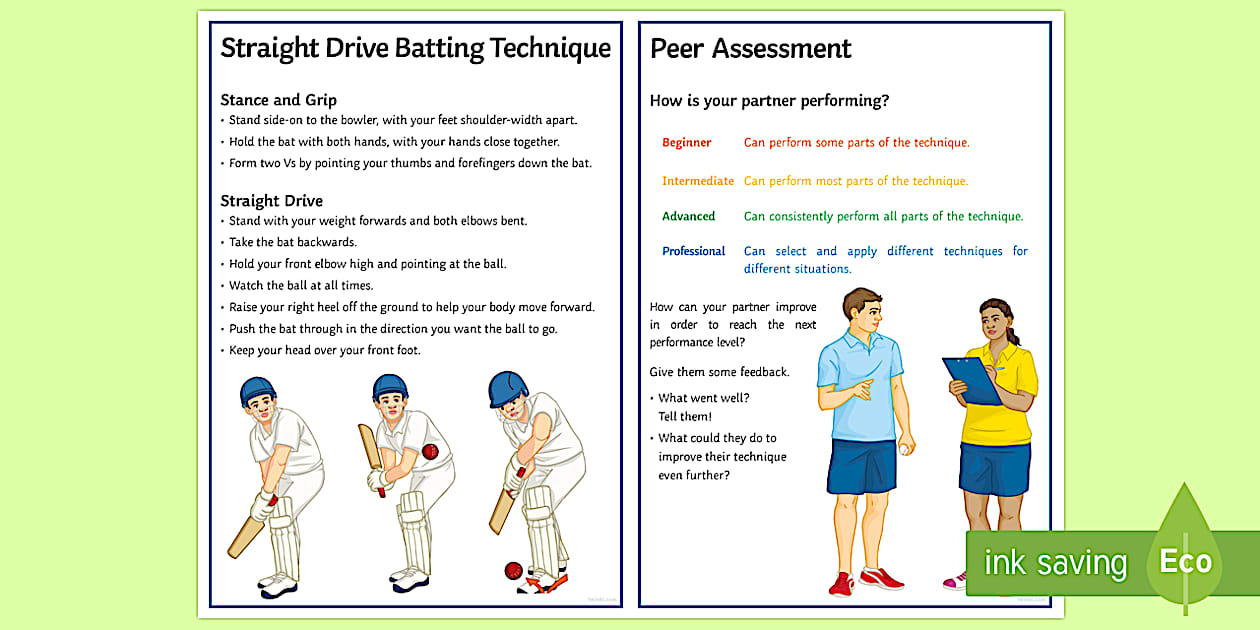 Straight Drive Batting Techniques Card