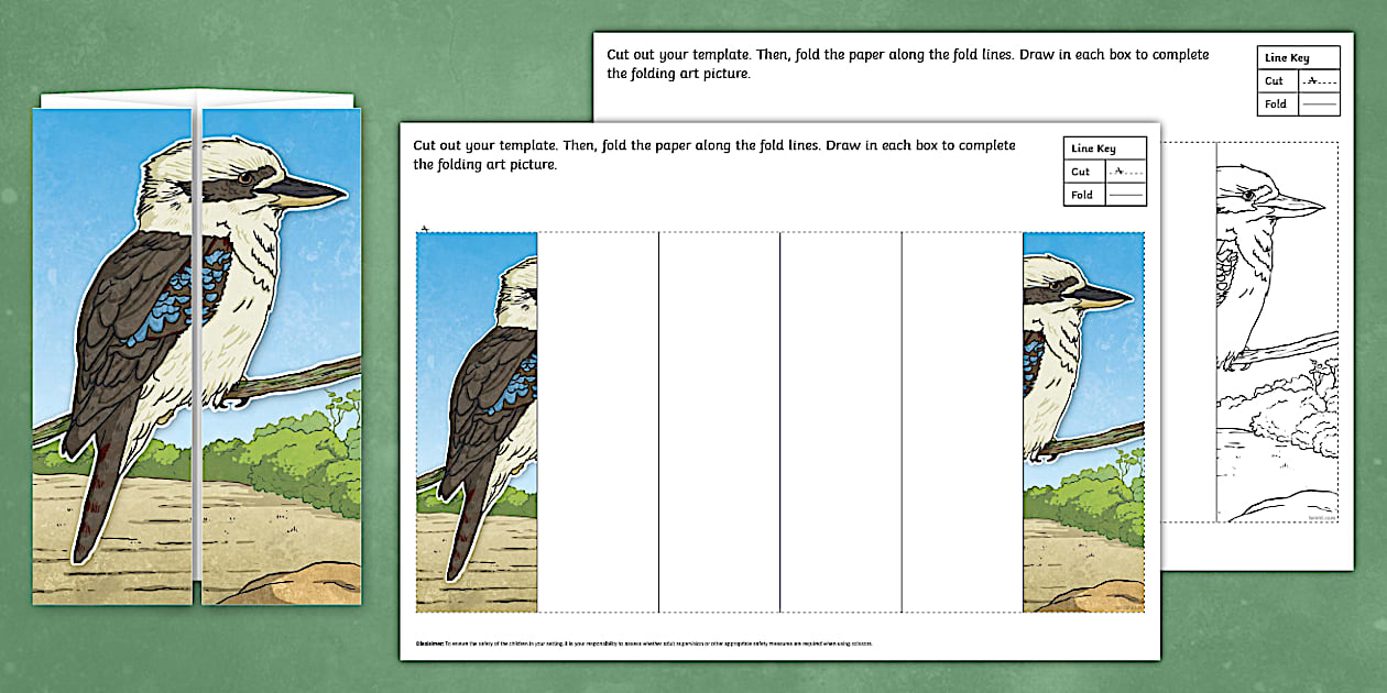 Kookaburra Folding Art Template (teacher made) - Twinkl