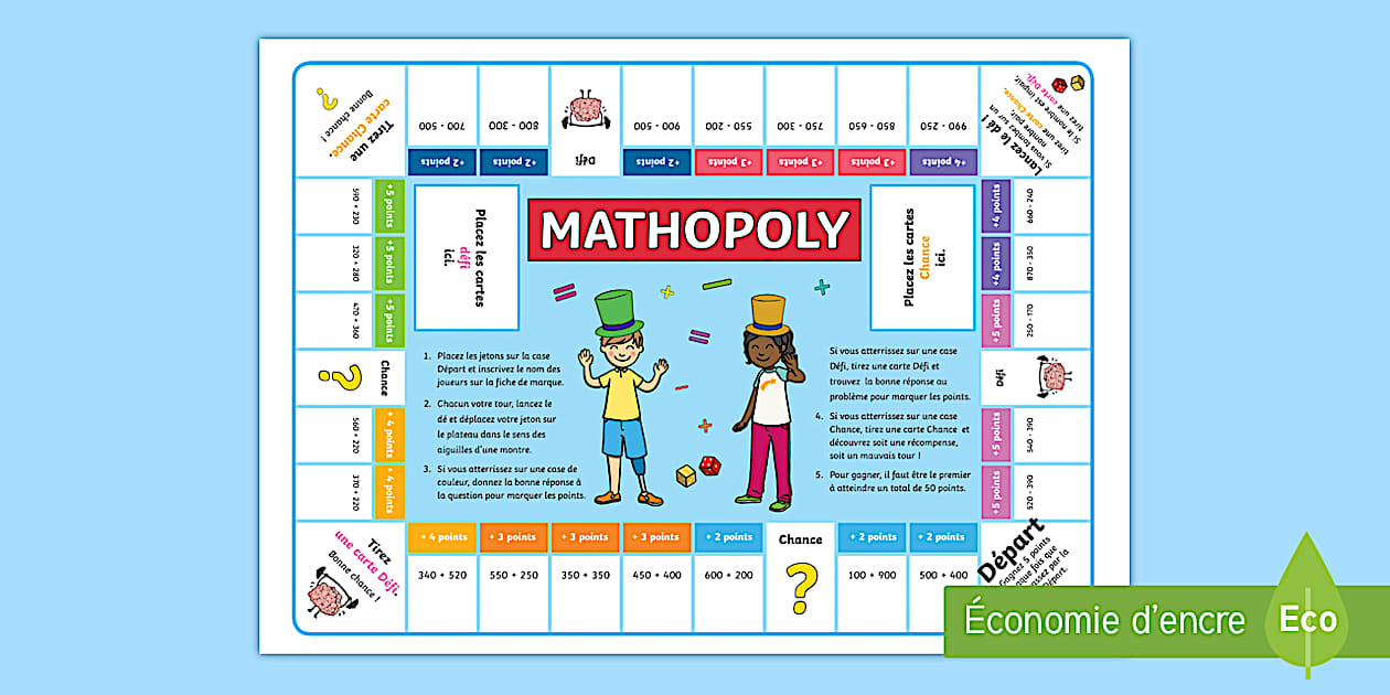 Mathopoly : Additions et soustractions jusqu'à 1000