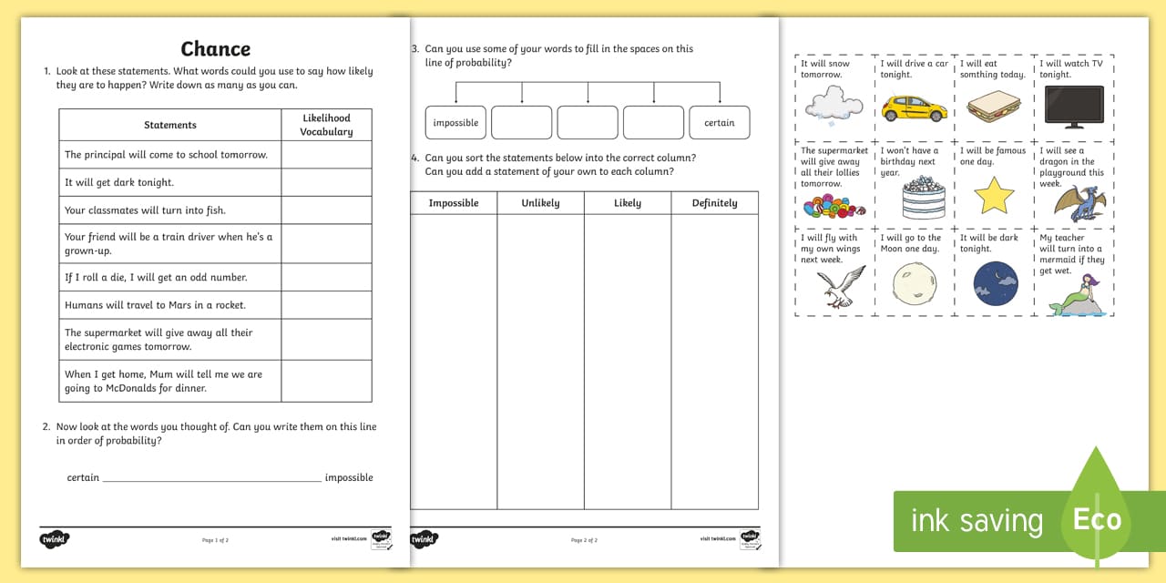 Chance Worksheets