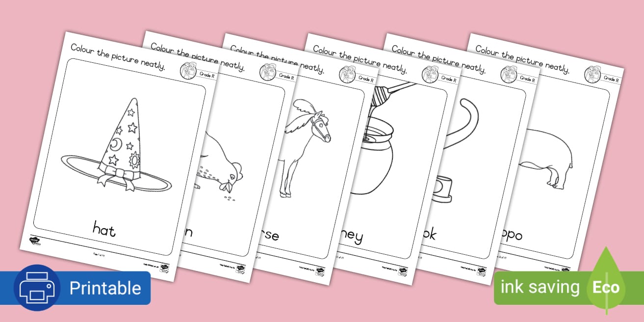 Grade R English -Phonics - Colouring Sheet: Letter H (CAPS Aligned)