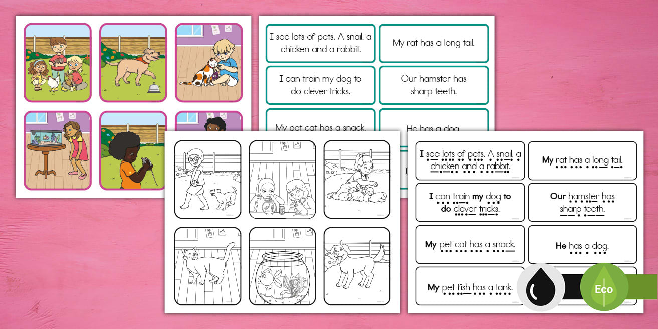 Pets-Themed Simple Sentence Matching Activity