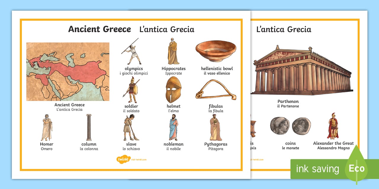 Ancient Greece Word Mat English/Italian