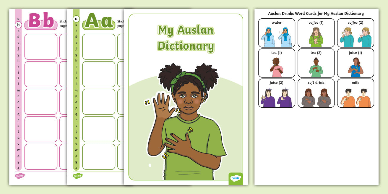 Auslan Drinks Word Cards For My Auslan Dictionary