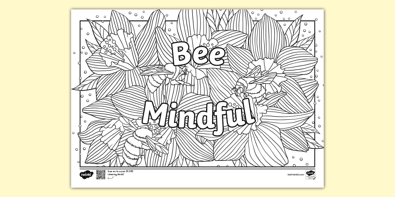 Bee Mindful Mindfulness Colouring Sheet