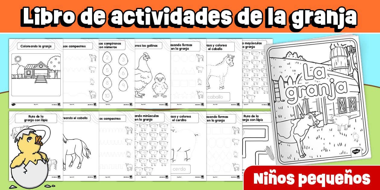 Libro de actividades de granja para niños pequeños