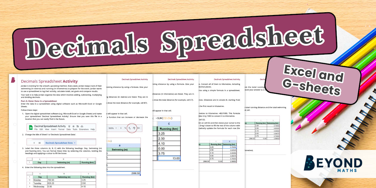 Decimals Spreadsheet Activity