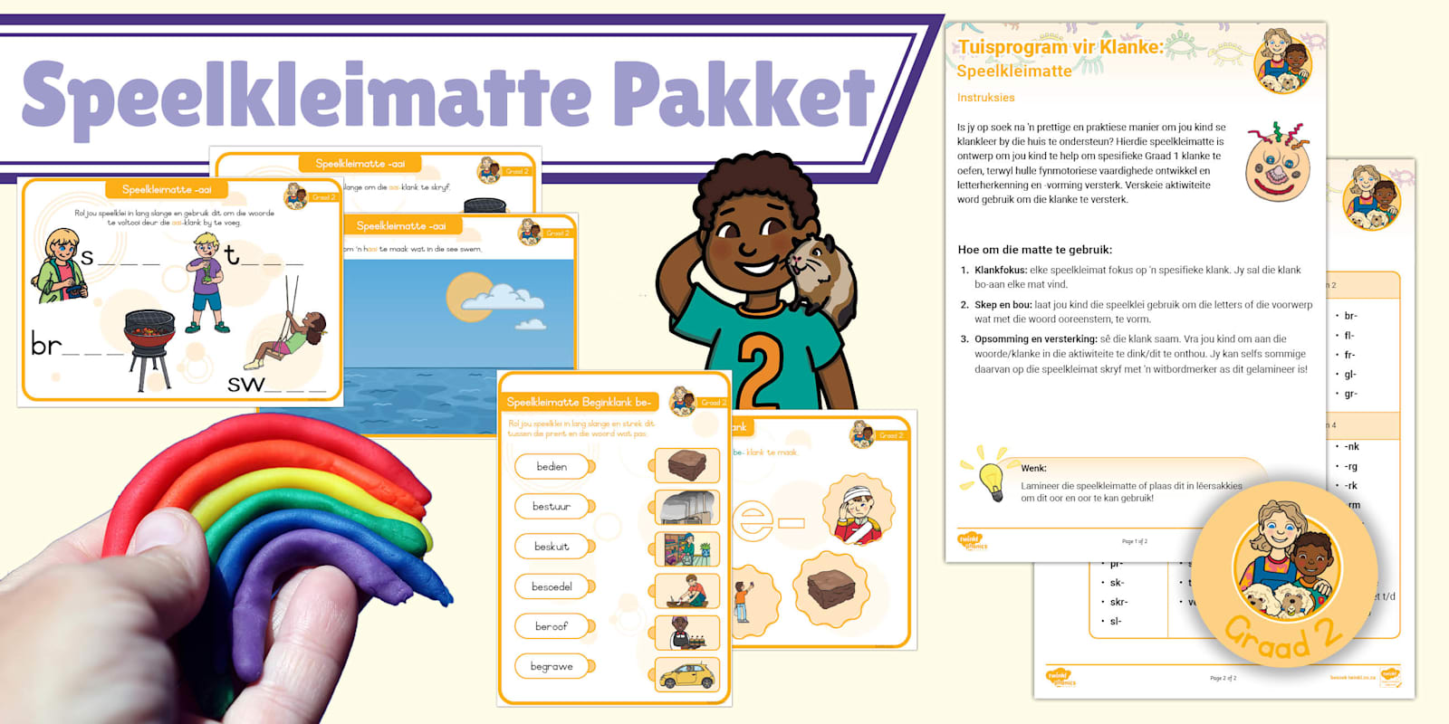 Graad 2 Klanke - Klanke Oefening - Tuisprogram - Speelkleimatte Pakket ...