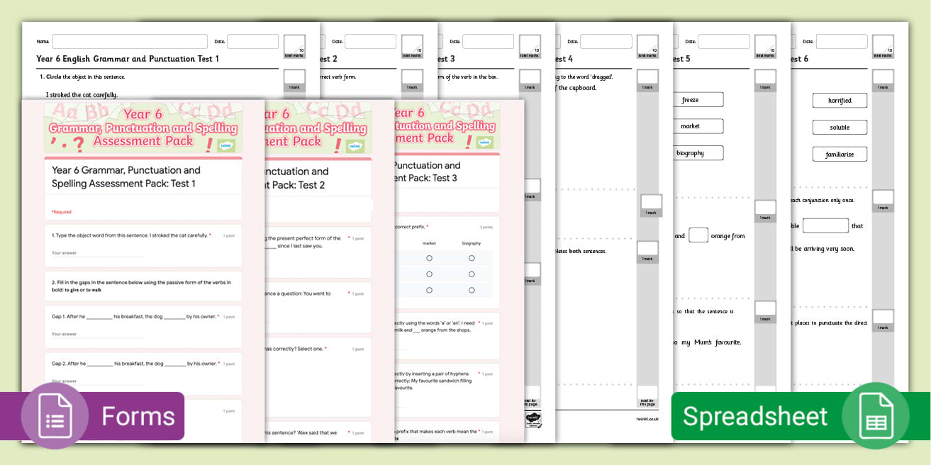 SPaG test for Year 6 - English - KS2 - Twinkl