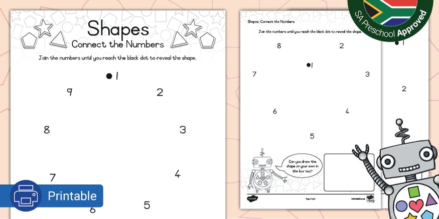 Numbers Shapes Activity Shapes: Connect the Numbers Activity Sheets
