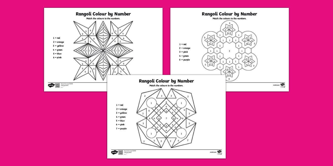 Rangoli Colour By Number Worksheet / Worksheets