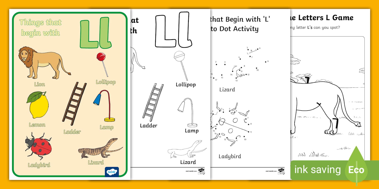 Things that Begin with L Worksheets Pack