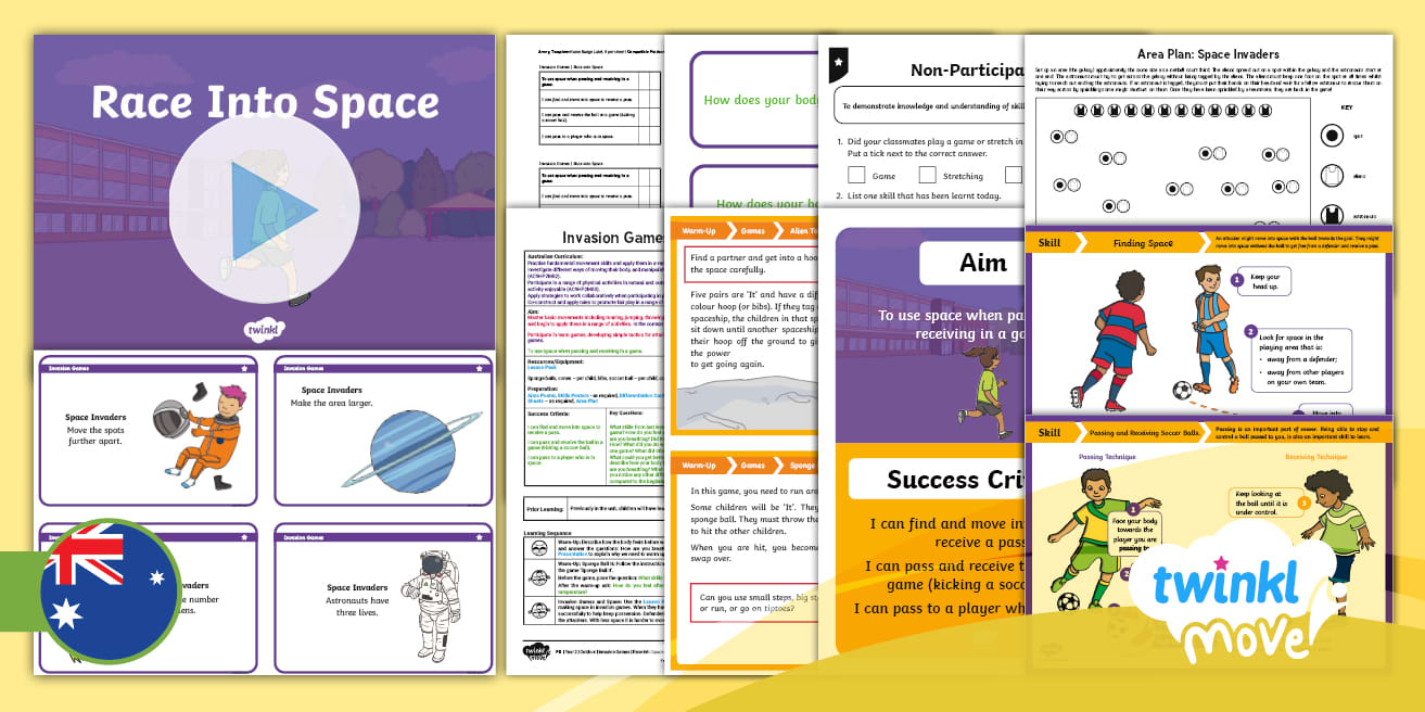 Move PE Year 2 Invasion Games Lesson 2: Race into Space Lesson Pack
