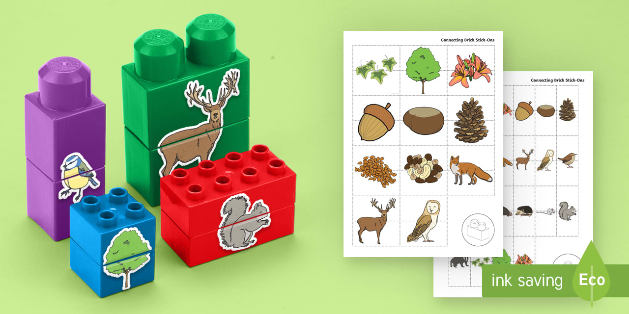 Forest and Woodland Matching Connecting Bricks Game