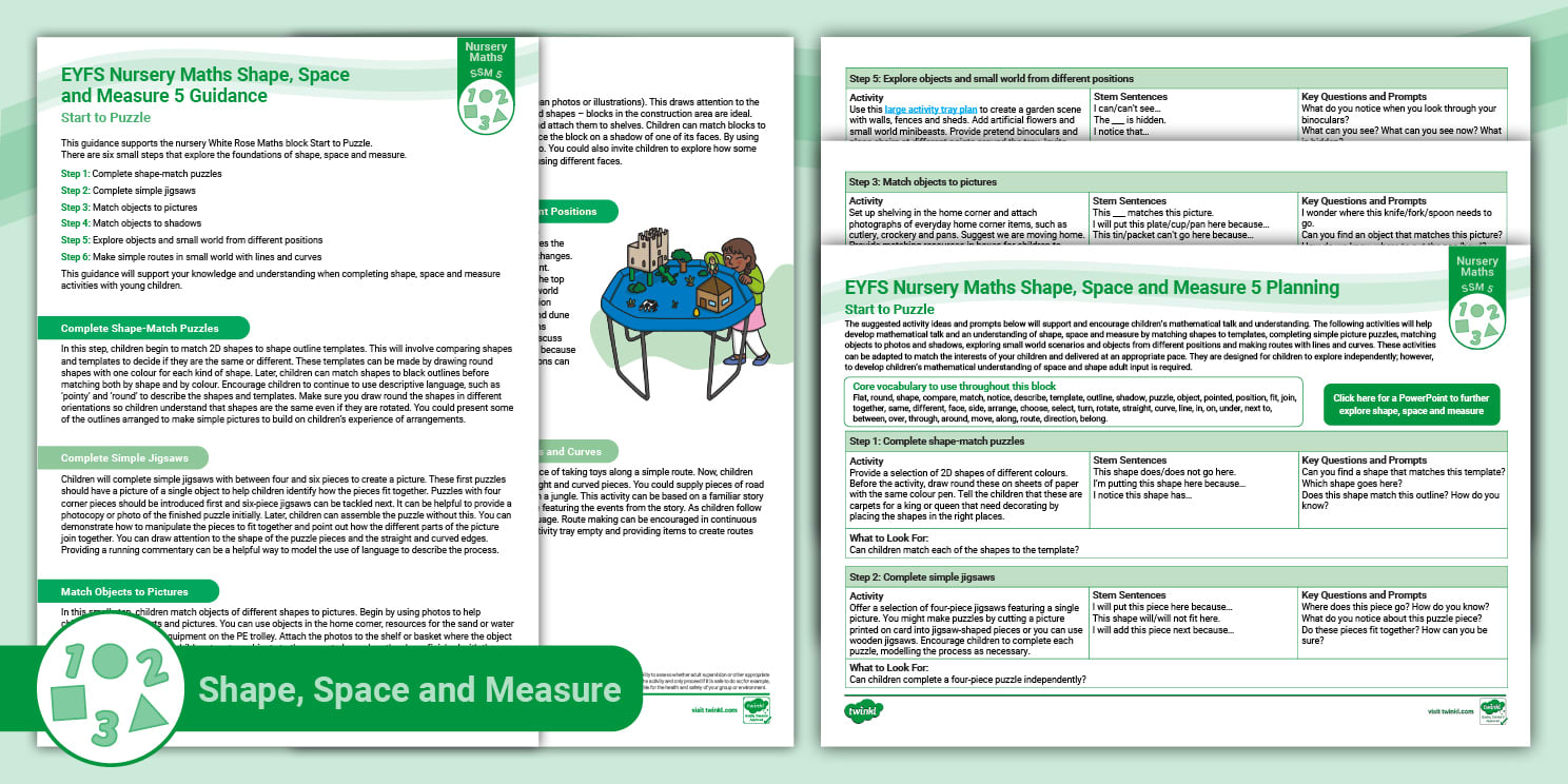 EYFS Nursery Maths Shape, Space and Measure 5 Guidance and Planning ...
