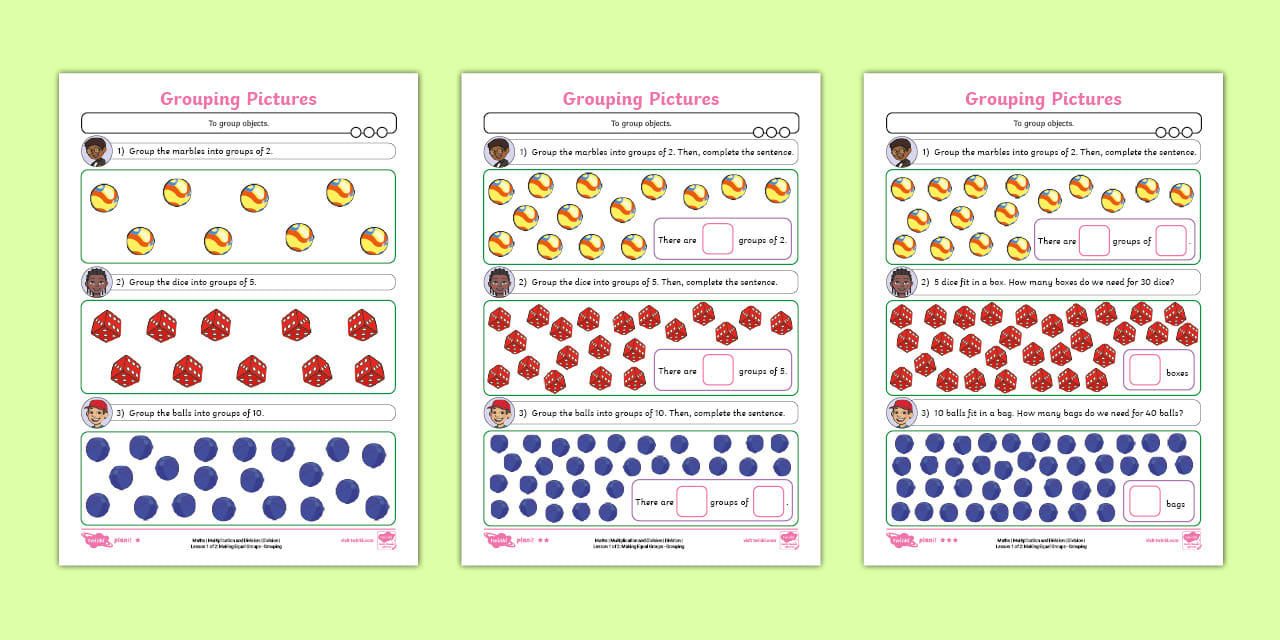 Equal Groups Maths Year 1 Multiplication Activity Sheets