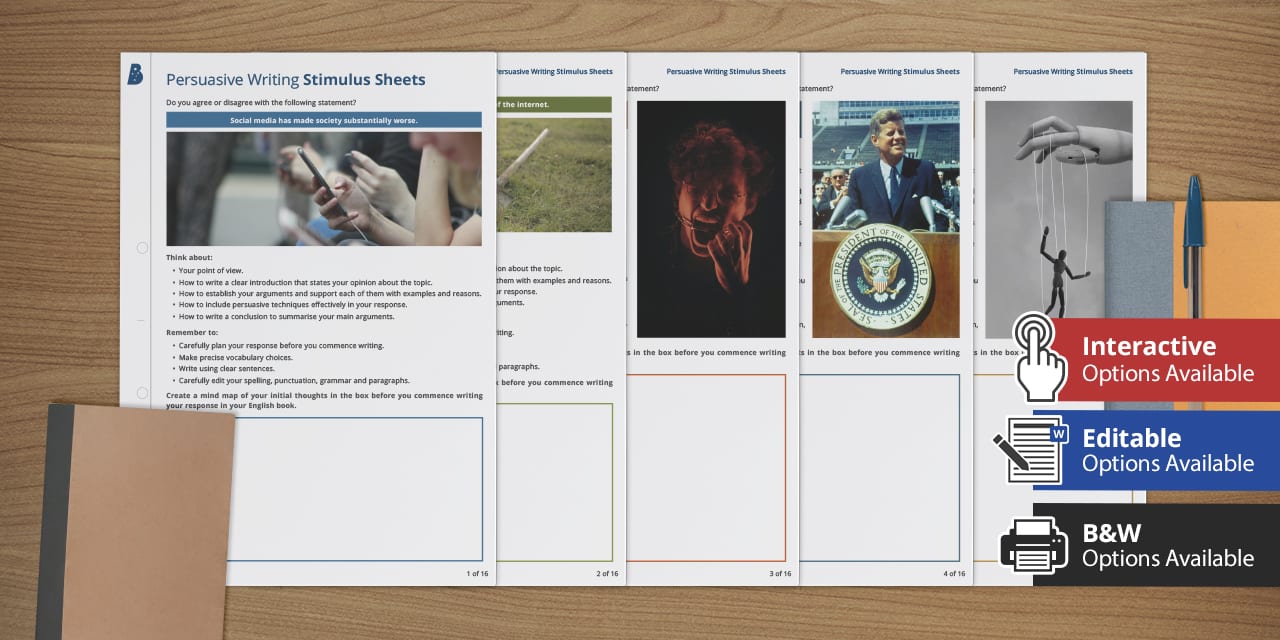 Writing Problem Stimulus Persuasive Writing Stimulus Sheets