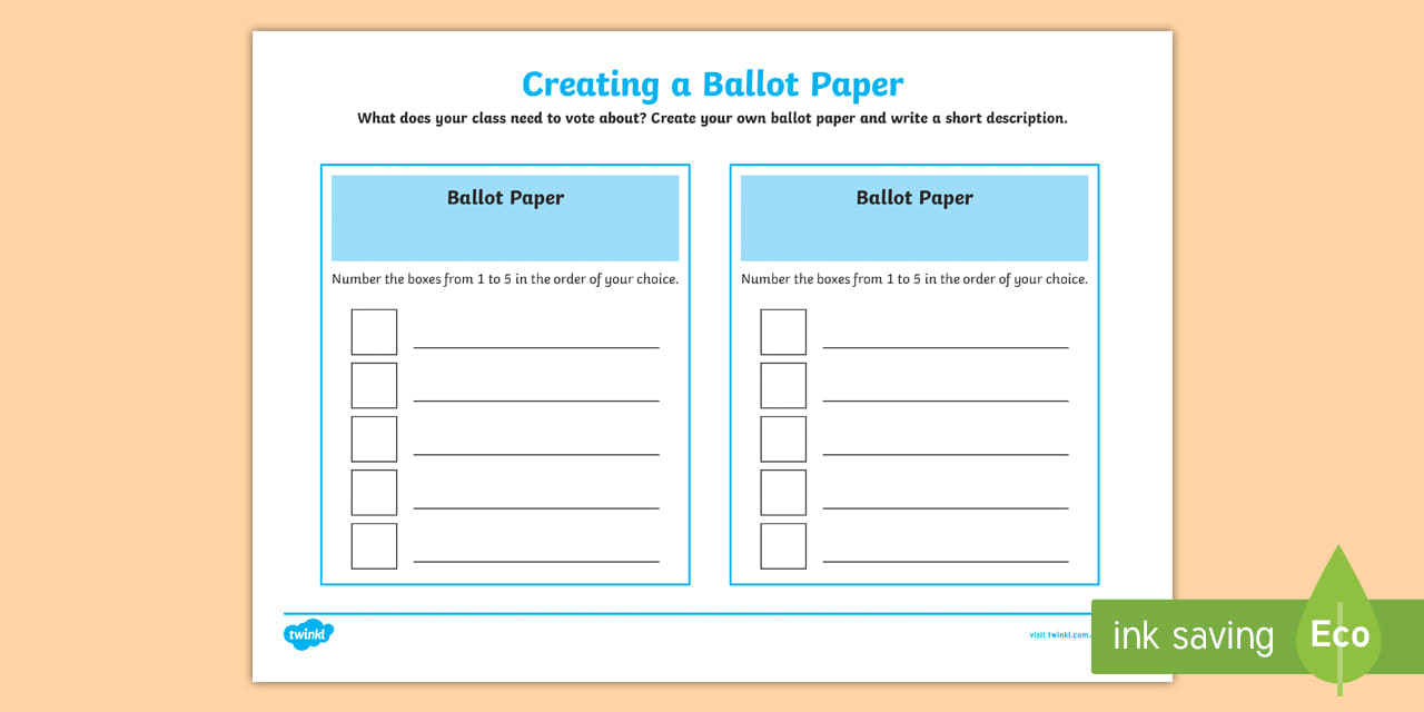 creating a ballot paper worksheet