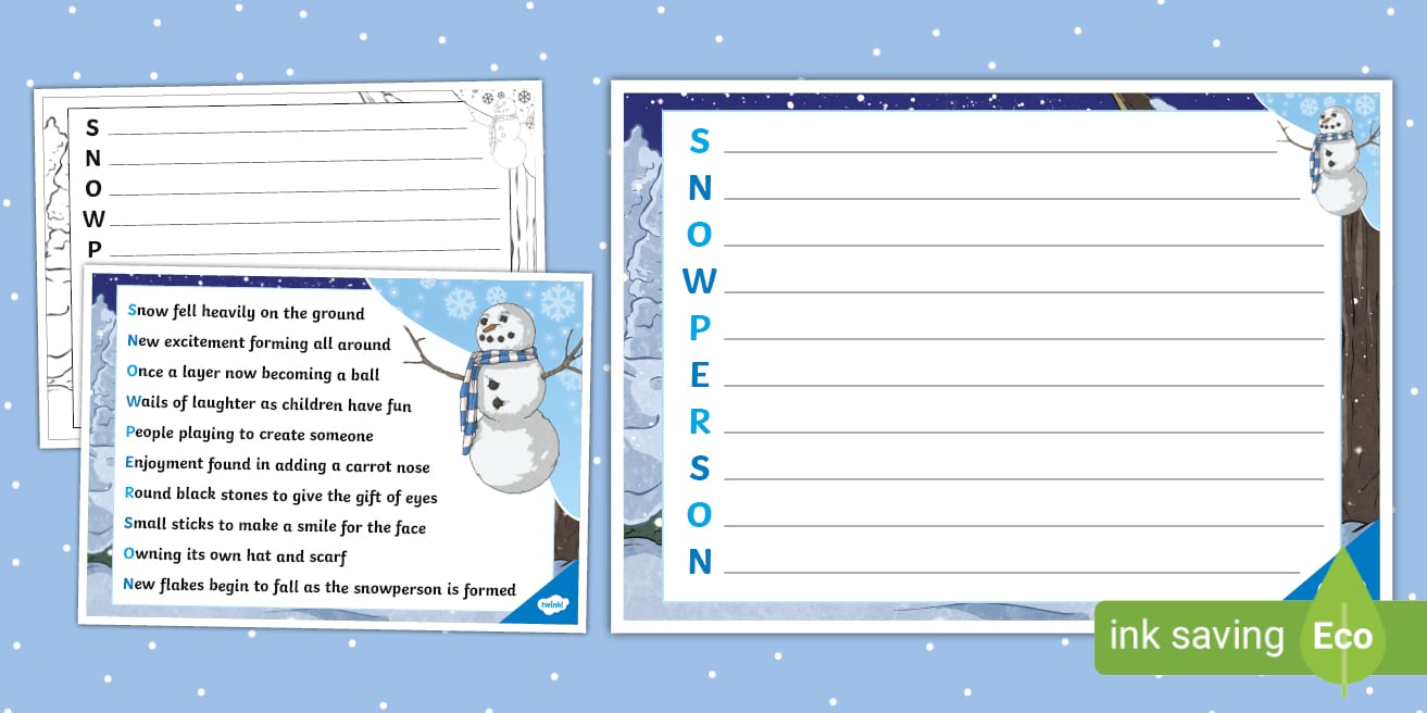 snowperson acrostic poem template