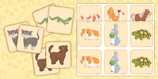Pet Animals Matching Cards