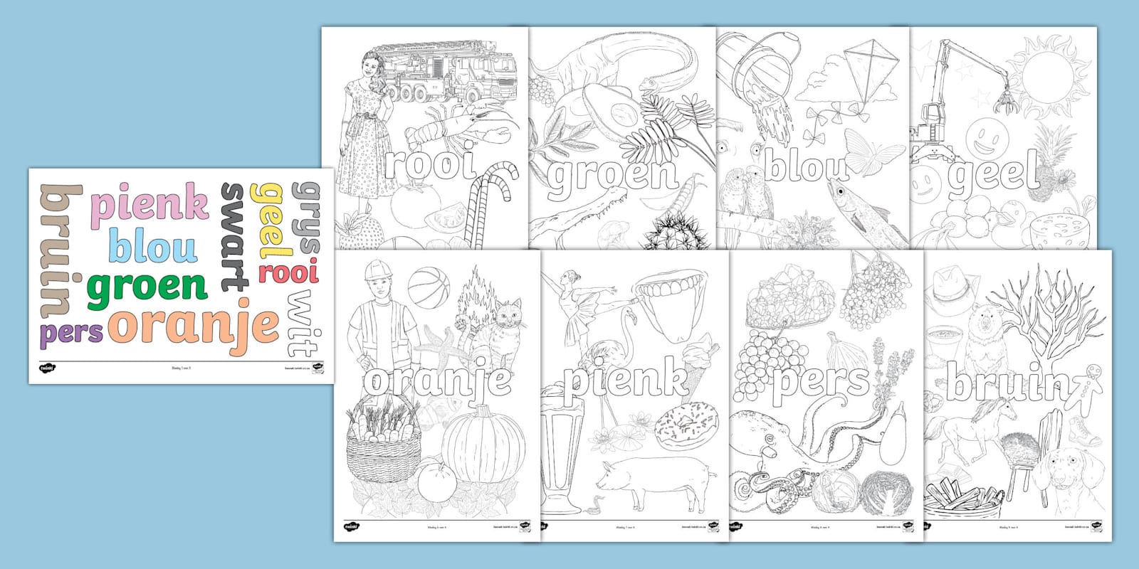 Afrikaans Colours Worksheet | Afrikaans Kleure Inkleurblaaie