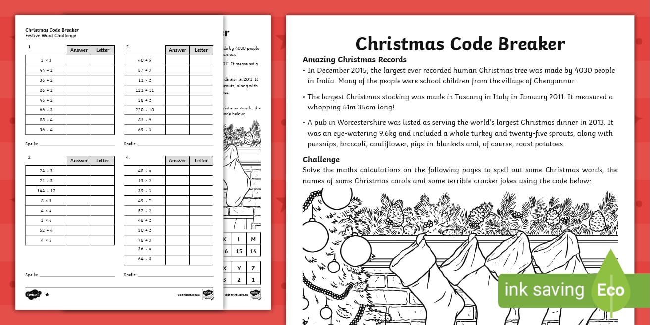 t2 m 11 ver 2 christmas maths code breaker differentiated worksheets
