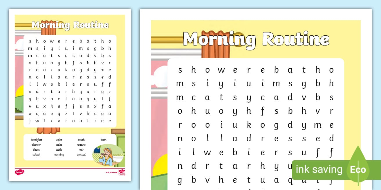 Morning Routine Word Search