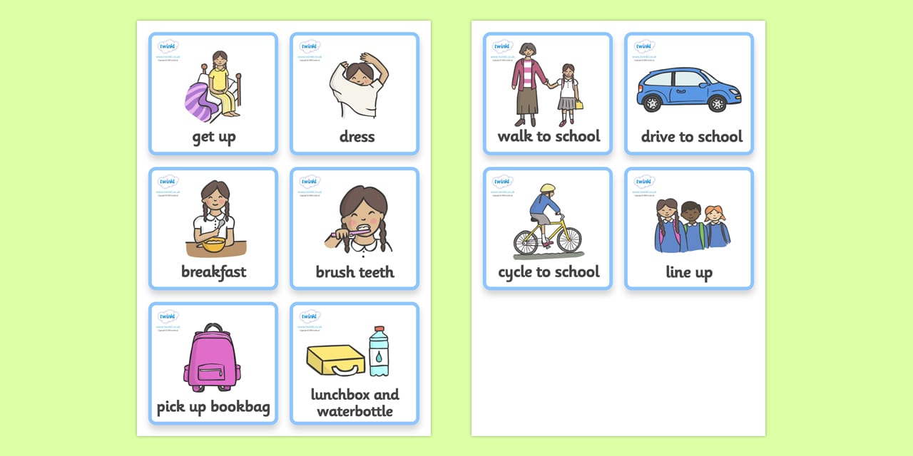 Visual Timetable (Getting Ready For School - Girls) - getting ready for ...