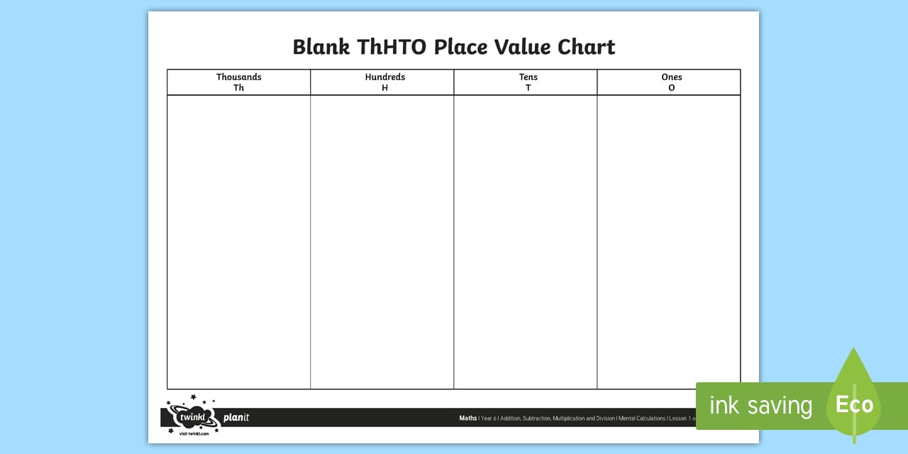 Blank Place Value Charts Printable | Maths | Twinkl