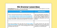 Use Understand Grammatical Terminology Appendix KS2 Y3 Ideas