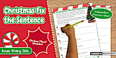 KS1 Christmas Fix the Sentence Worksheet